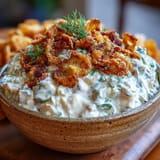Taste of fried pickle dip, a crowd-pleasing appetizer with a ranch swirl.