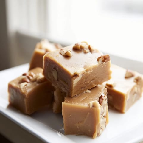 Delicious homemade Penuche Fudge, a classic American dessert, ready to be cut into perfect squares.