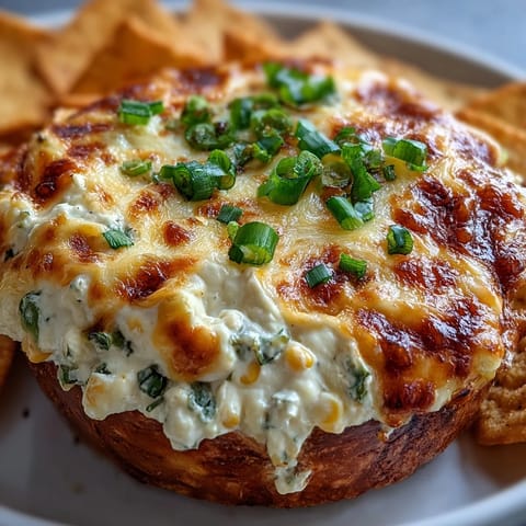 Fresh, creamy Crack Corn Dip is baked until golden and bubbling, served warm with tortilla chips for dipping.
