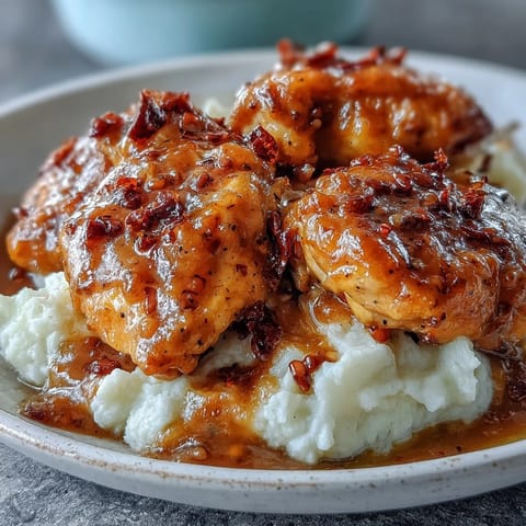 Tender Slow Cooker Honey Mustard Chicken breasts in a glossy, velvety sauce served over fluffy white rice.