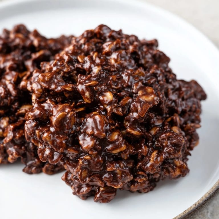 Irresistible No-Bake Chocolate Oatmeal Drop Cookies, perfect for a fast treat with a glass of milk.