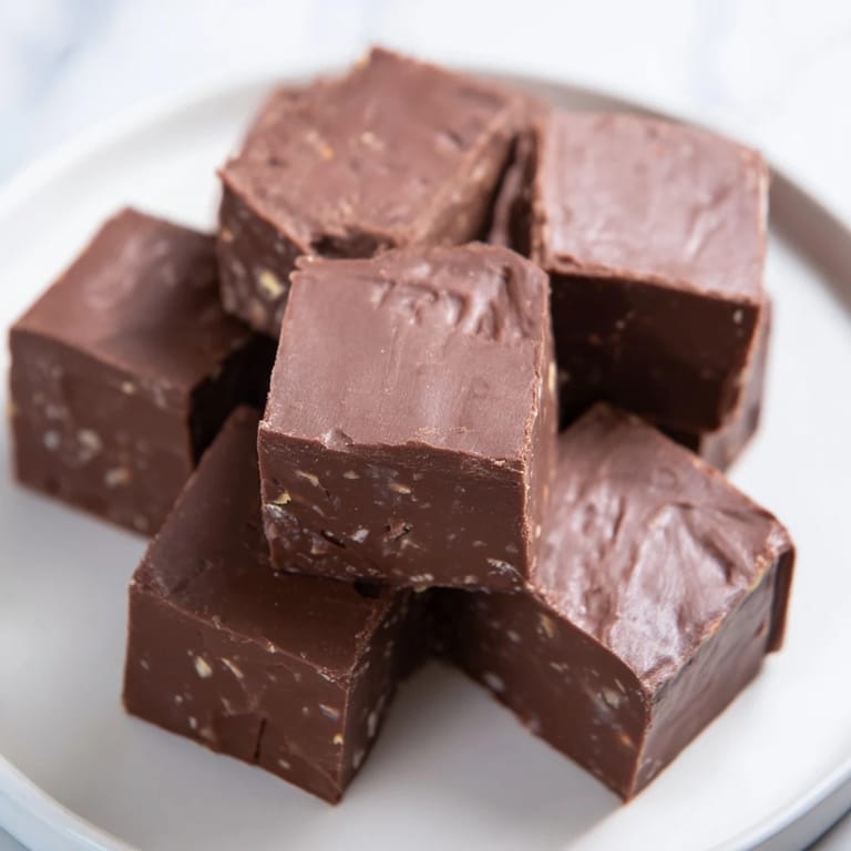 Rich, creamy fudge, perfect for holidays, showing a close-up of the delicious squares.