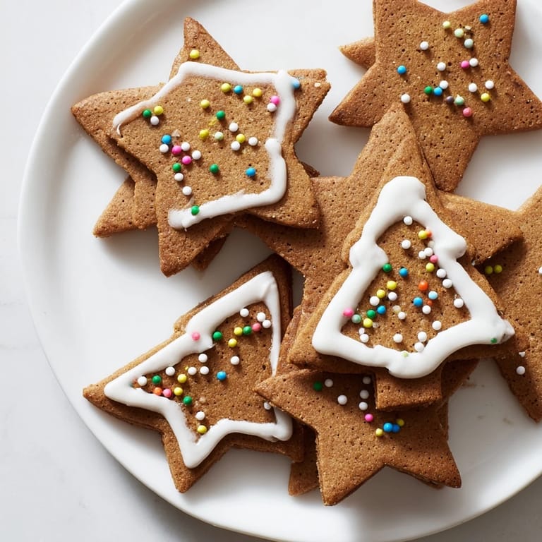 Festive gingerbread cookies decorated with colorful icing and sprinkles, a classic American Christmas dessert.