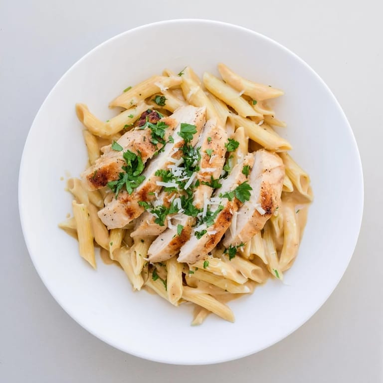 Steam rises from a bowl of Honey Chipotle Chicken Pasta, highlighting the glossy red-orange sauce and perfectly cooked penne waiting to be enjoyed.