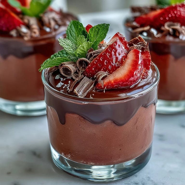 Decadent yet refreshing dessert with silky chocolate and airy strawberry textures, perfect for entertaining.