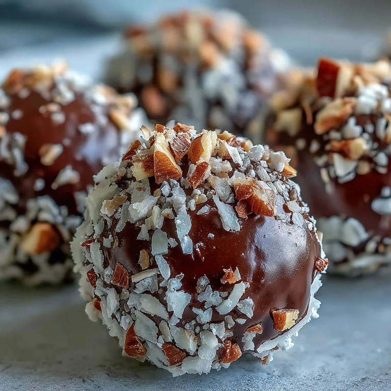 Rich Chocolate Truffles displayed on a white plate with powdered sugar, perfect for gifting or parties.