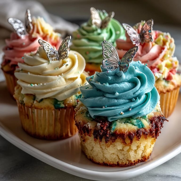 Spring Cupcakes with Pastel Butterfly Buttercream: Soft vanilla cupcakes frosted in swirled pastel buttercream and decorated with charming butterfly accents.  
