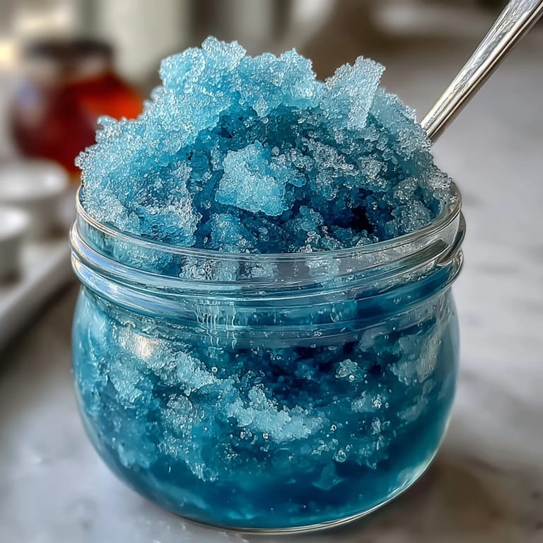 Vibrant blue raspberry lemonade slushie with a sugared rim, perfect for cooling off on a hot day at a backyard party.