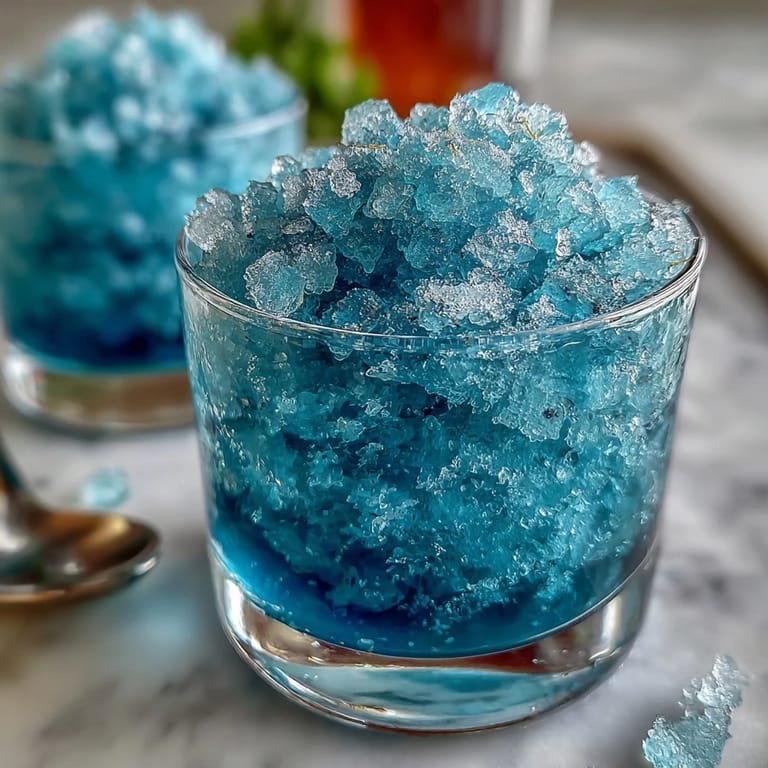 Tangy and sweet blue raspberry lemonade slushie, blended with ice and served with fresh raspberries for a festive treat.