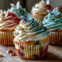 Spring Cupcakes with Pastel Butterfly Buttercream: Delicate vanilla cupcakes topped with pastel buttercream and edible butterfly toppers for a festive spring dessert.  